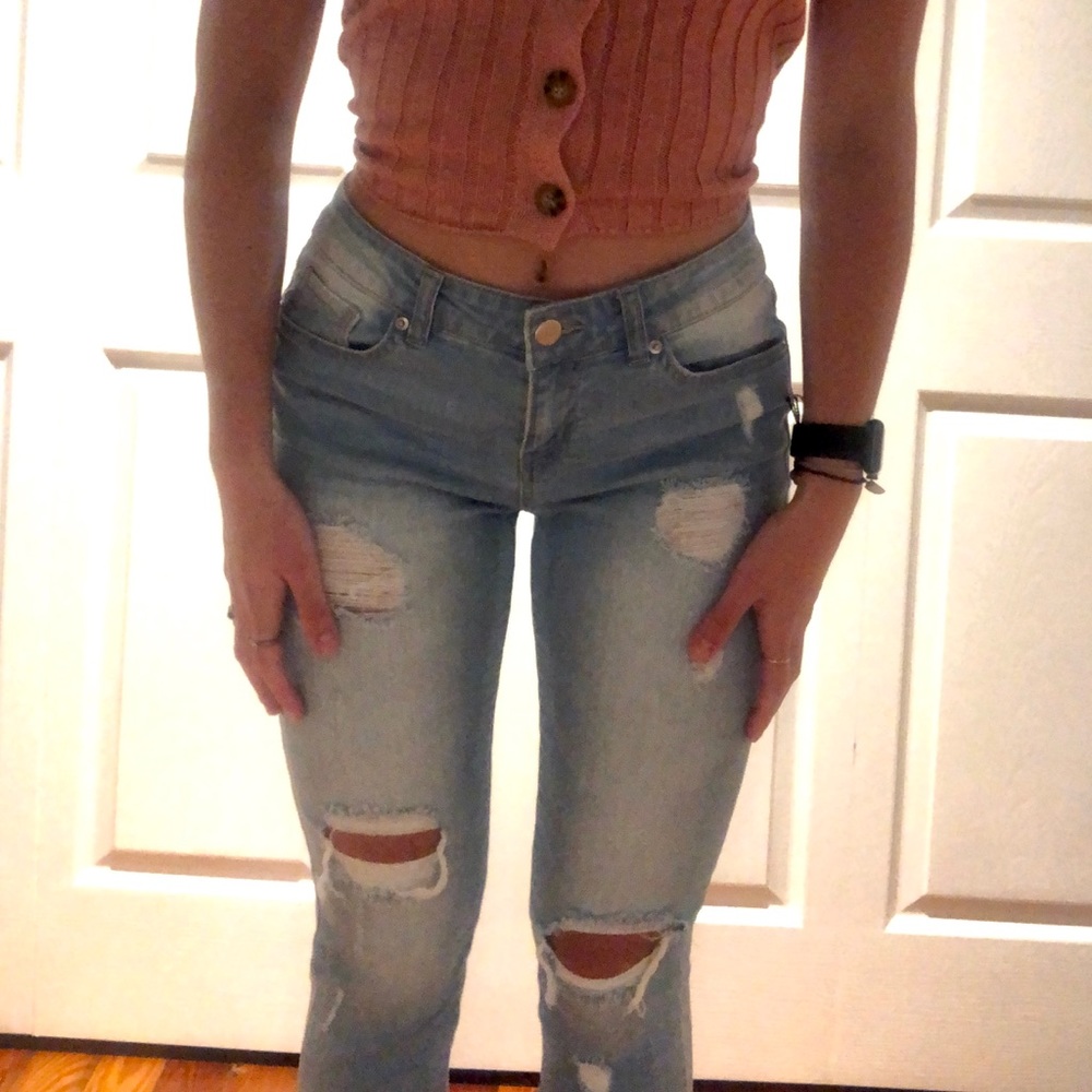 Fashion nova light wash ripped jeans